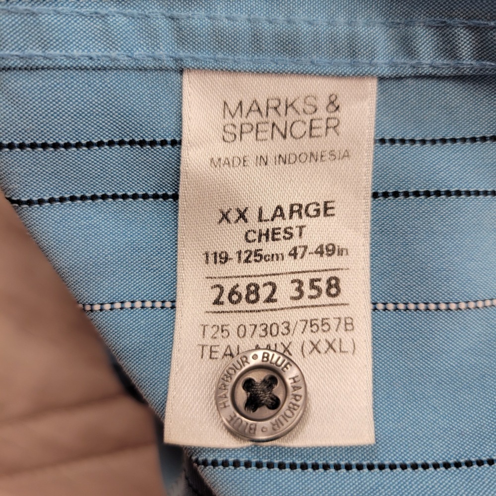 Blue Harbour Marks & Spencer soft touch blue stripe dress shirt size XXL - Picture 5 of 6